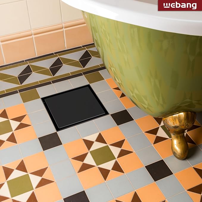 WEBANG 6 Inch Square Shower Drain Black Floor Drain - Image 6