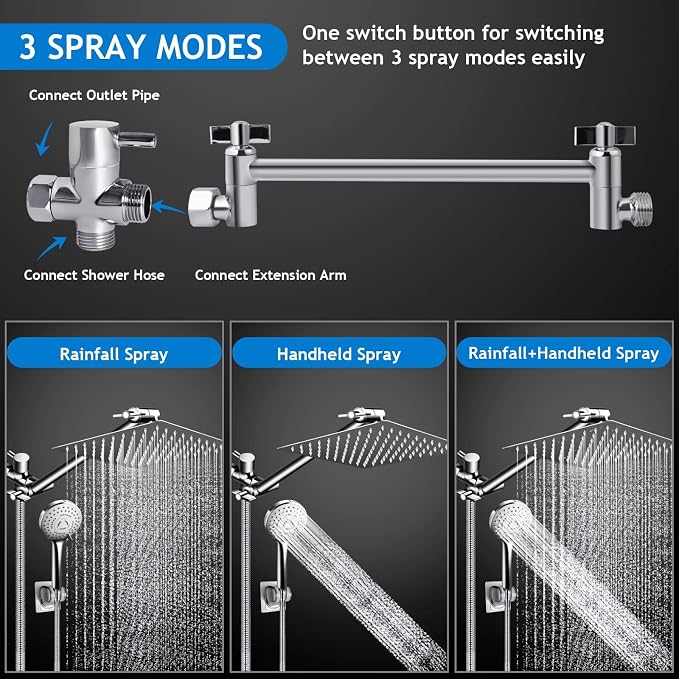 Shower Head Combo, 10 Inch High Pressure Rain Shower Head - Image 3