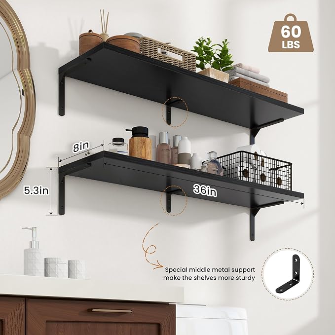 Fun Memories Deep Floating Shelves, 36W x 8D Floating Shelves Set of 2 - Image 3