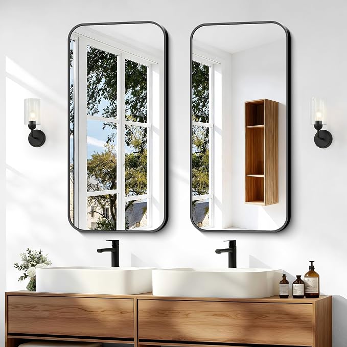 BONEWEI 20x40 inch Bathroom Mirror, Wall Mounted Bathroom Frame Vanity Mirror - Image 3