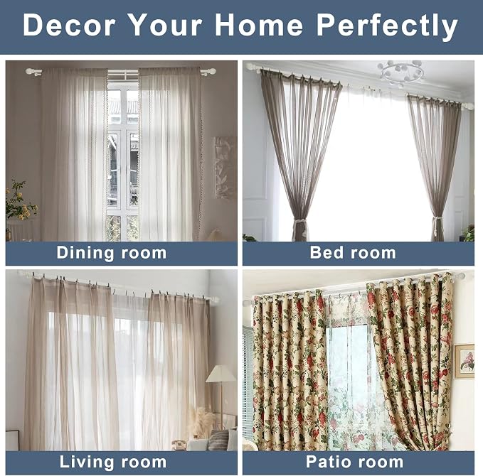 Double Curtain Rod 84 to 120 inch, Adjustable 1 inch Double Drapery Rod Rods - Image 6