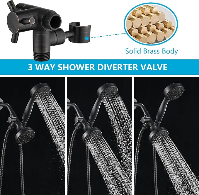 PDPBath Solid Brass 3 Way Shower Arm Diverter Valve - Image 4
