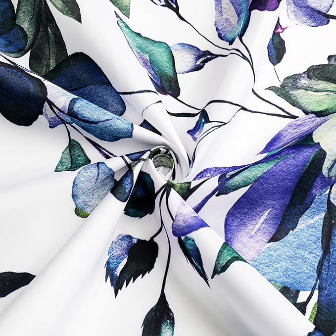 Gibelle Long Shower Curtain 72 x 78, Watercolor Floral Plant Bathroom Curtains - Image 5
