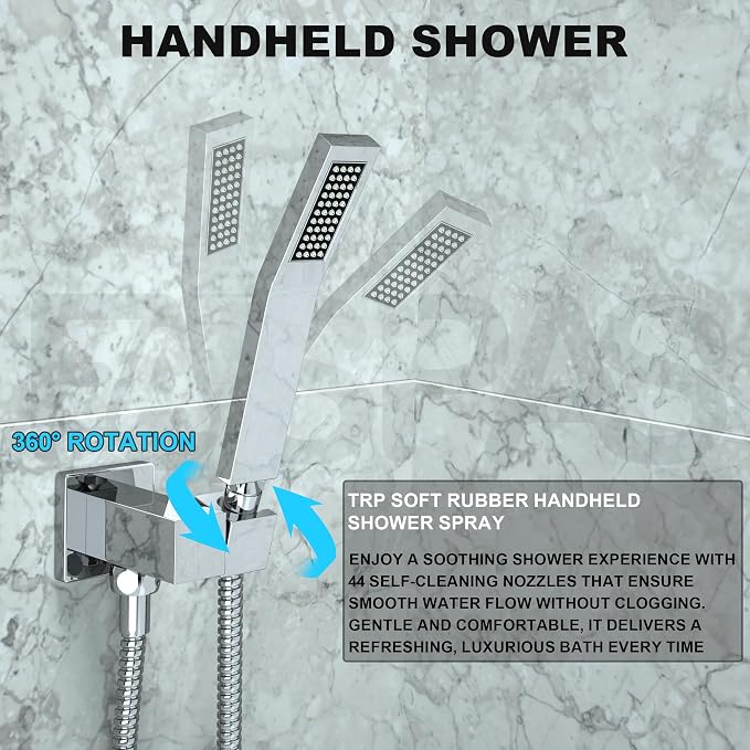 Shower System with Tub Spout, Wall Mounted Shower Faucet Set - Image 3