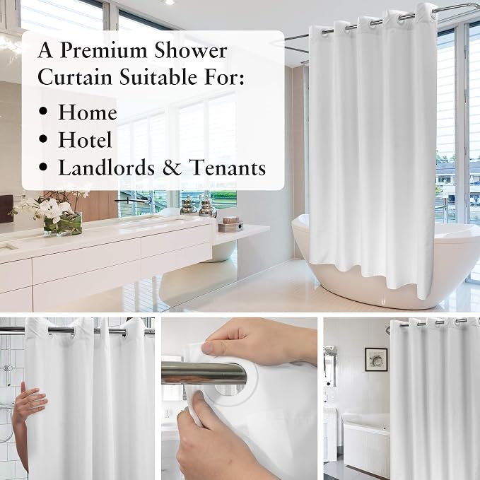 River Dream Fabric Shower Curtain No Hooks Needed - Image 5