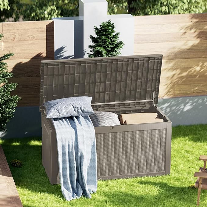 TARKARI 320 Gallon Lockable Resin Deck Box, Waterproof & UV-Resistant Outdoor - Image 4