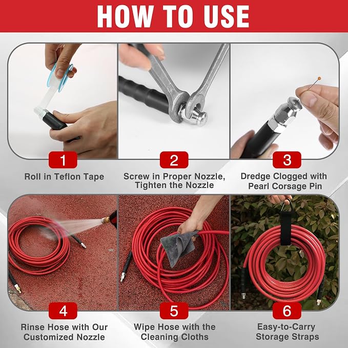 Sewer Jetter Kit 200FT for Pressure Washer, 5800 PSI Drain Cleaner Hose 1/4 - Image 5
