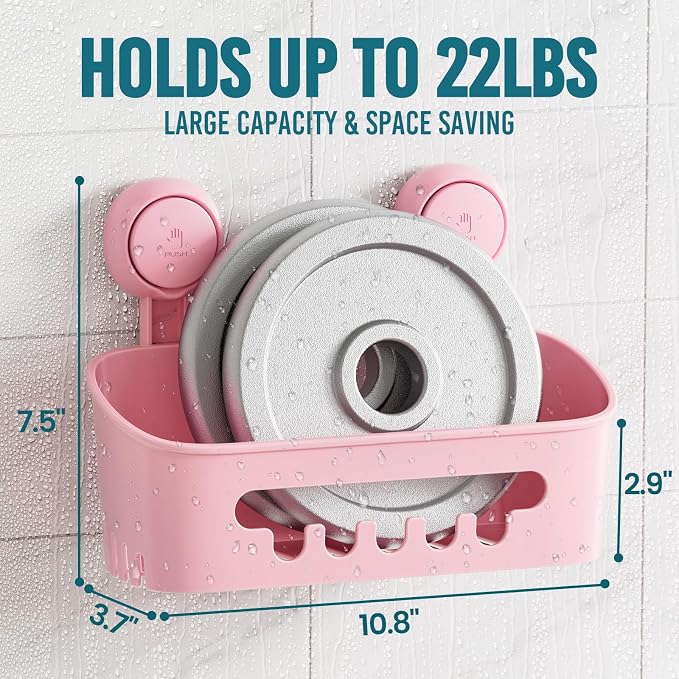 TAILI Shower Caddy Suction Cup, Heavy Duty Bathroom Organizer, Removable Shelves - Image 4