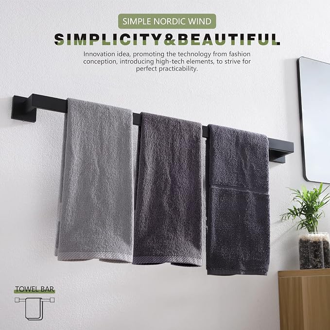 KOKOSIRI 32-Inch Single Towel Bar, Bathroom Kitchen Towel Holder, Wall Mounted - Image 6