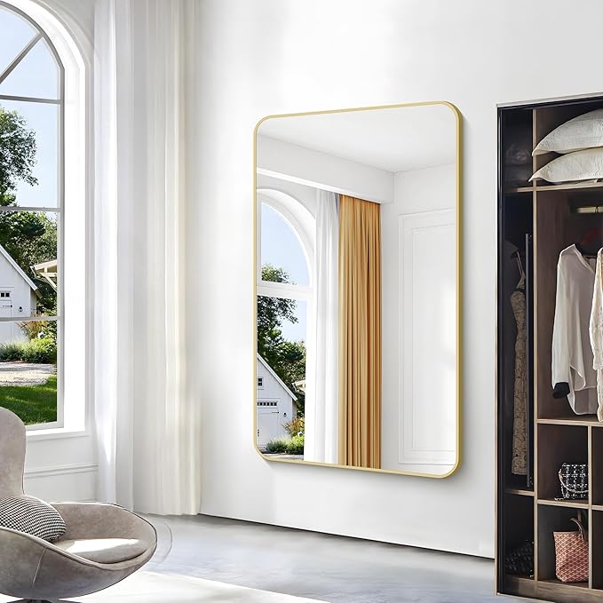 BONEWEI Gold Bathroom Mirror, 60x36 inch Wall Mirror - Image 3