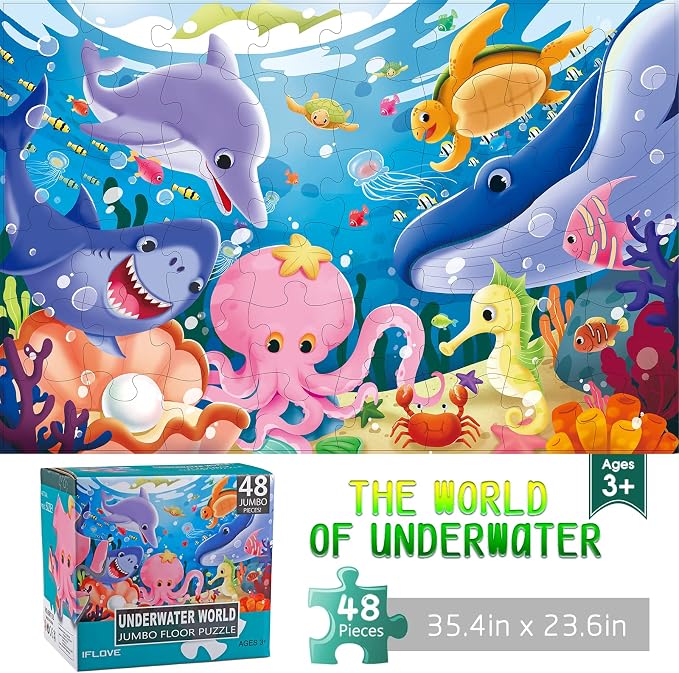 Jumbo Floor Puzzle for Kids Underwater Jigsaw Large Puzzles 48 Piece for by IFLOVE
