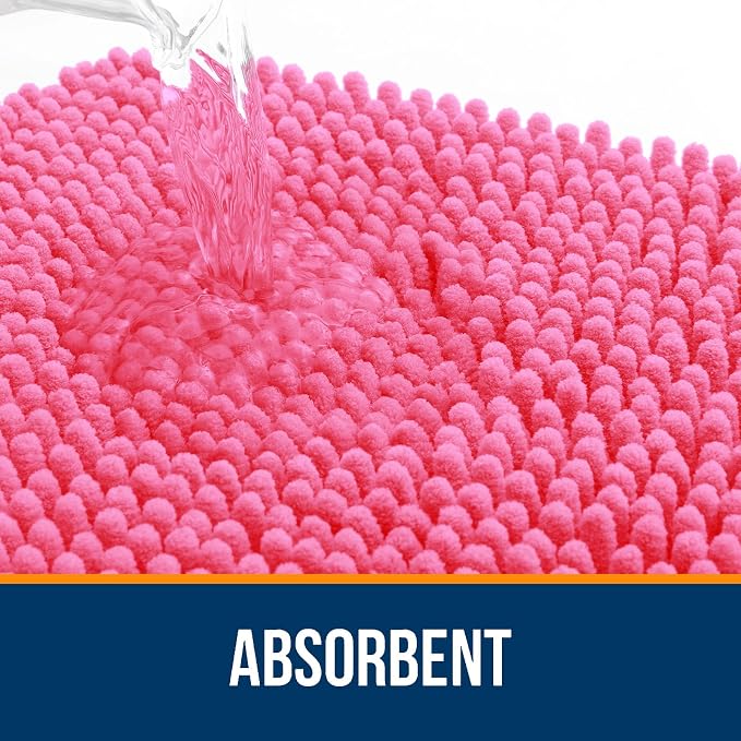 OLANLY Bathroom Rugs 70x46, Extra Soft Absorbent Chenille Bath Rugs, Rubber - Image 4