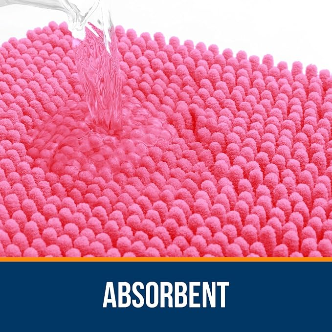 OLANLY Bathroom Rugs 47x17, Extra Soft Absorbent Chenille Bath Rugs, Rubber - Image 4