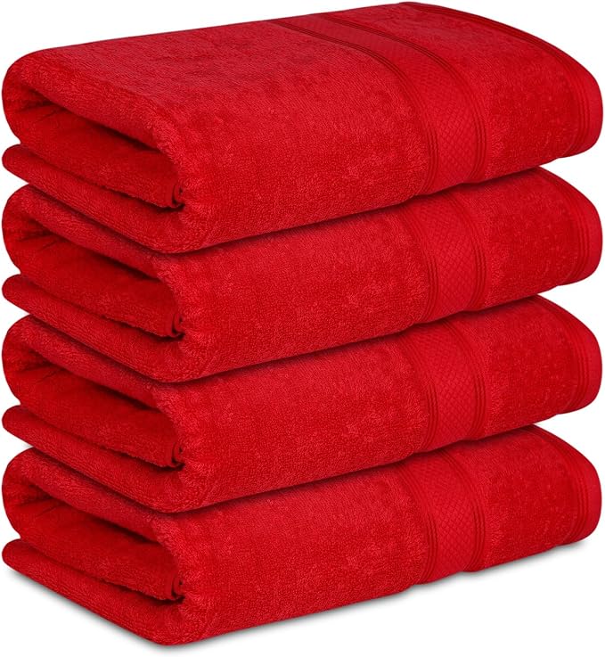 Casa Lino Red Bath Towels Set of 4 - Image 2