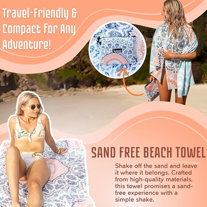 Nakie Sand Free Beach Towel, Quick Dry, Lightweight and Compact - Image 4