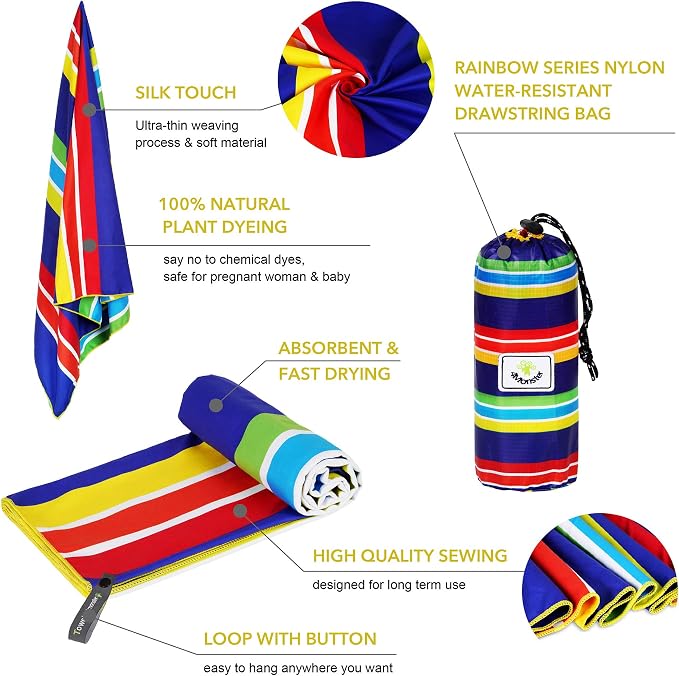 4Monster Microfiber Beach Towel Quick Dry, Super Absorbent Lightweight Travel - Image 3