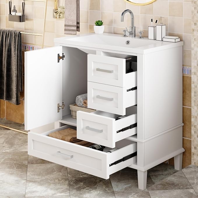 Bathroom Vanity Cabinet Sink 30”, Single Sink Top Combo Set by THINK30