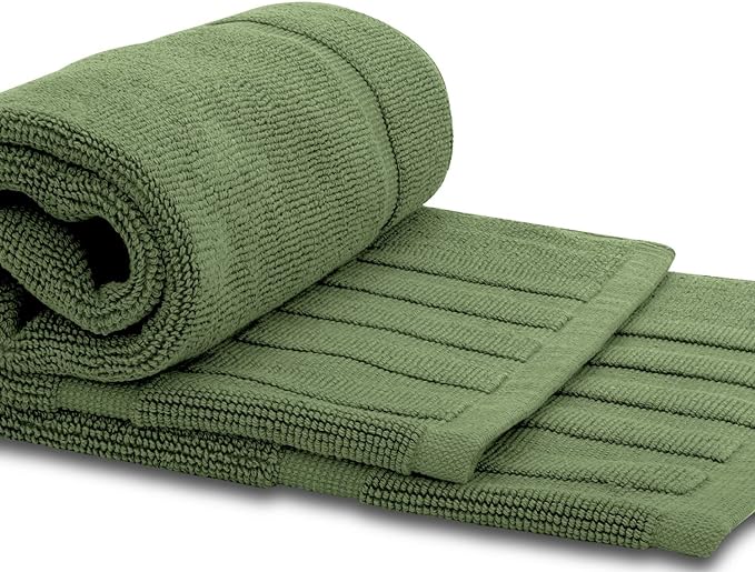 White Classic Luxury Bath Mat Floor Towel Set - Image 3