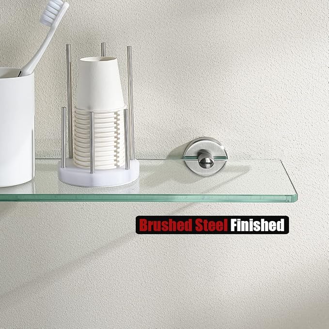 JQK Bathroom Glass Shelf, Tempered Glass Shower Storage 24 by 5 inches - Image 7