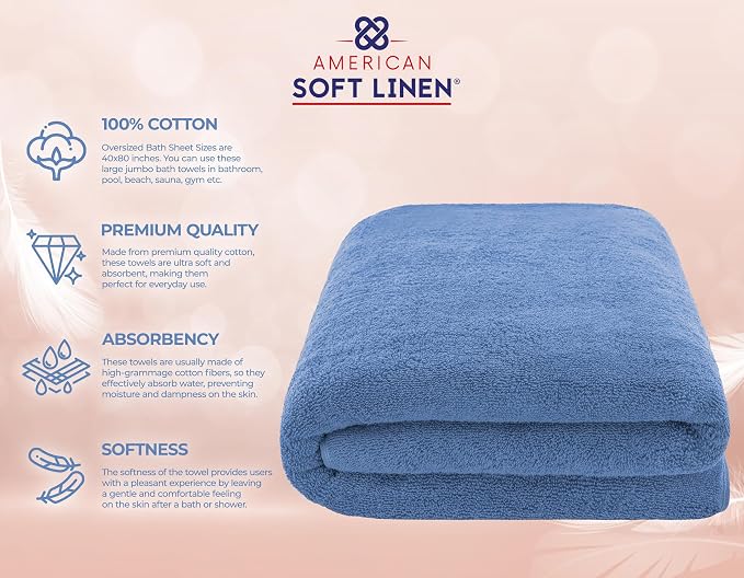 American Soft Linen Oversized Bath Sheet 40x80 Extra Large - Image 4