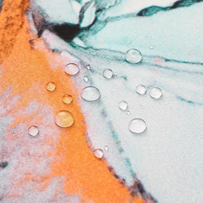 Gibelle Abstract Marble Shower Curtain, Teal Grey Fabric Shower Curtain - Image 5