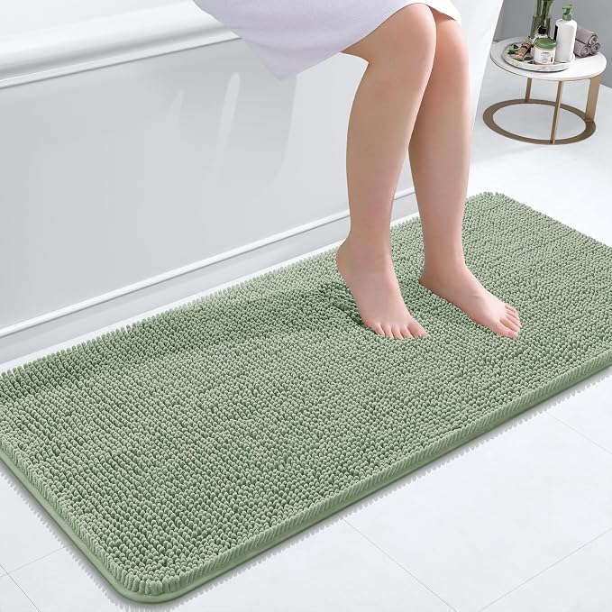 OLANLY Bathroom Rugs 47x20, Extra Soft Absorbent Chenille Bath Rugs, Rubber by OLANLY