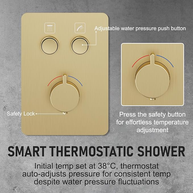 Thermostatic Shower System 13-Inch Rainfall Shower Head - Image 8