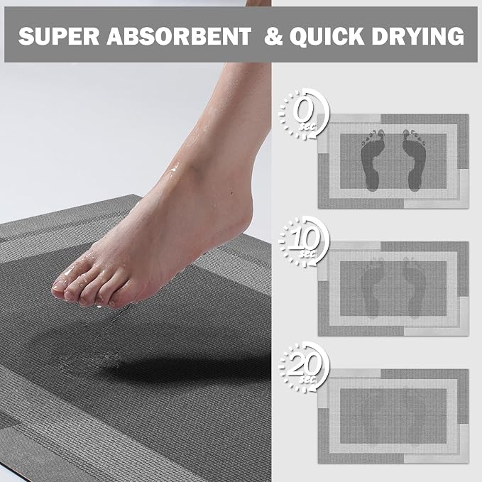 Non Slip Long Bath Mat Bathroom Runner, Rubber Backing Ultra Thin Bathroom Rugs - Image 5