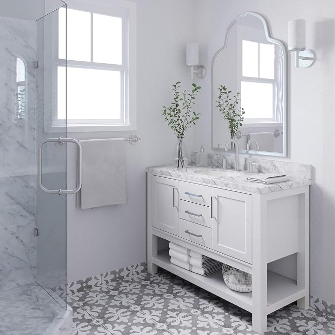 ARIEL 48" White Bathroom Vanity Base Cabinet, 2 Soft Closing Doors and 2 - Image 2