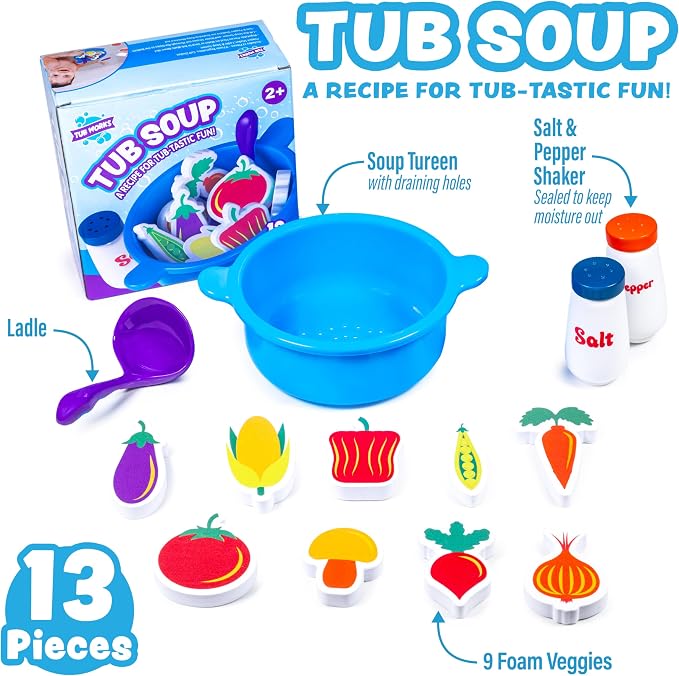 Tub Works® Tub Soup™ Scoop, Strain & Play Toddler Bath Toy | Floating Foam - Image 4