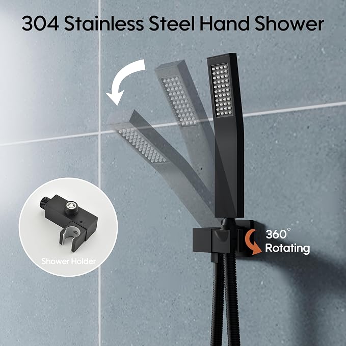WELLFOR 12-In Wall Mounted Rain Shower Faucet - Image 4