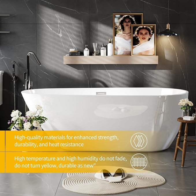Bathtub with Upturned Ends, CUPC Chrome Drain and Overflow, Built-in Overflow - Image 2