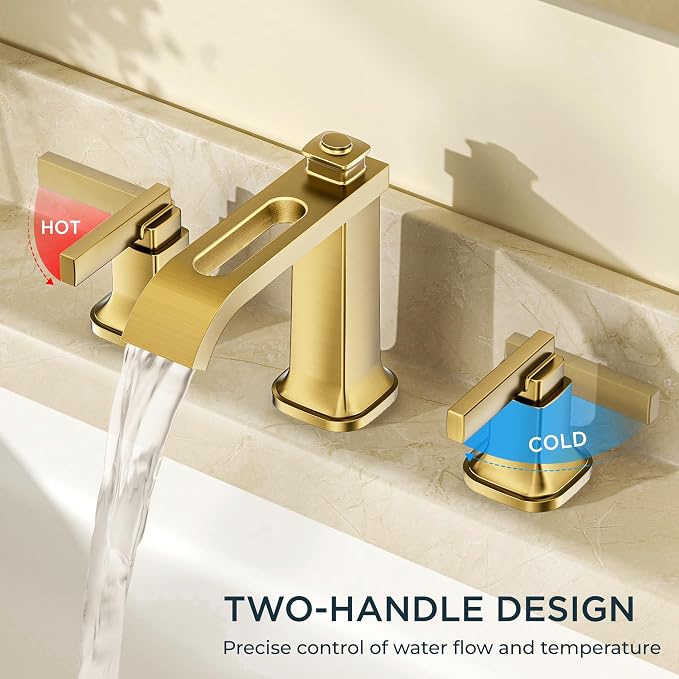 FORIOUS 3 Hole Gold Sink Bathroom Faucet - Image 5