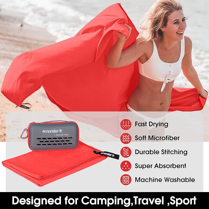 4Monster Camping Towels Super Absorbent, Fast Drying Microfiber Travel Towel - Image 2