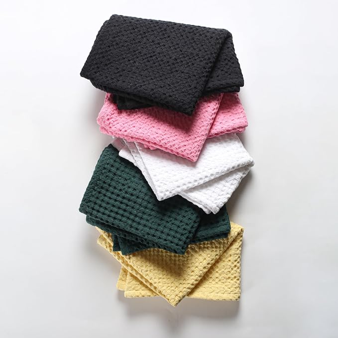 Native Fab 100% Cotton Premium Waffle Kitchen Towels, 4 Pack, Super Absorbent - Image 4