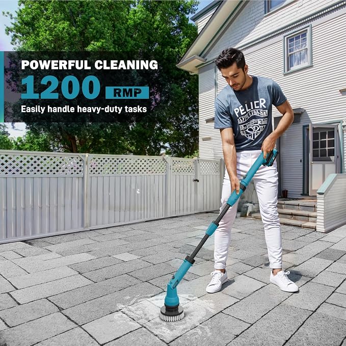 Alloyman 1200RPM Electric Spin Scrubber, Floor Cordless Cleaning Brush - Image 2