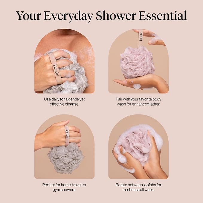 Kitsch Shower Loofah – Soft Mesh Body Scrubber & Bath Sponge - Image 7