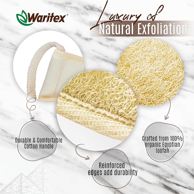 Waritex Natural Egyptian Loofah Back Scrubber - Image 3