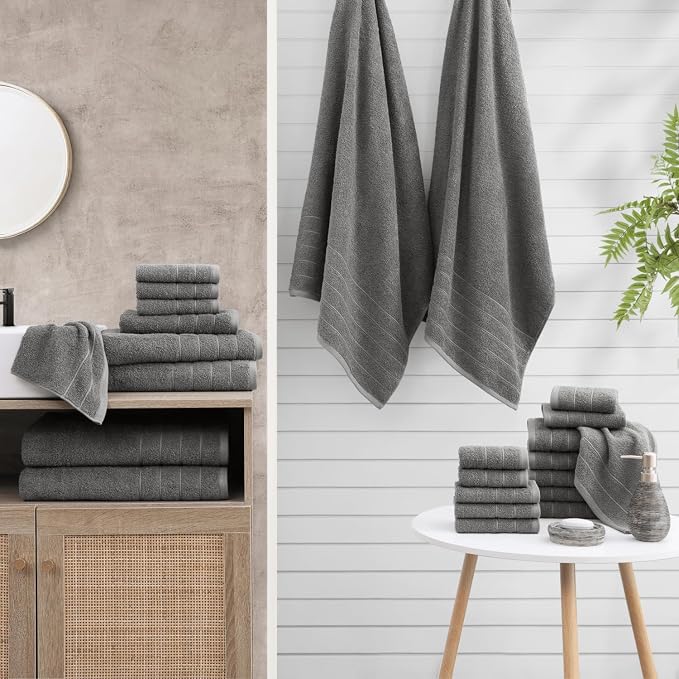 Casa Platino 100% Cotton Bathroom Towels Set – 24 Pc Collection – Plush Ring - Image 7