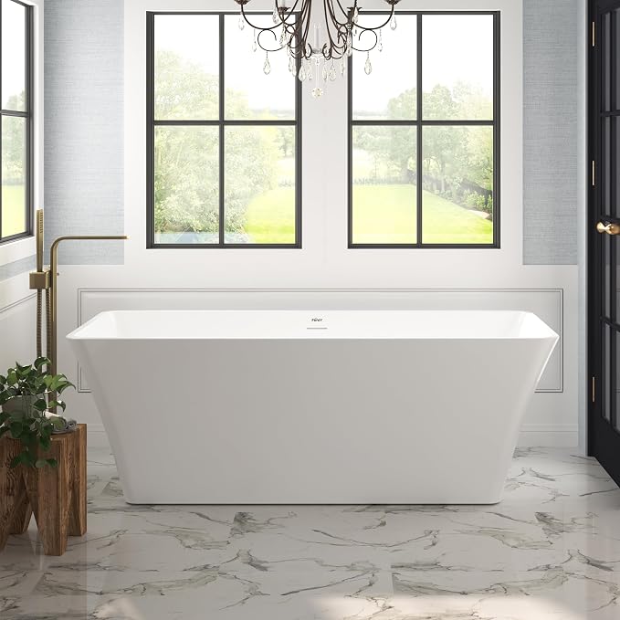 FerdY Sentosa 67" Acrylic Freestanding Bathtub, Contemporary Design Soaking Tub by FerdY