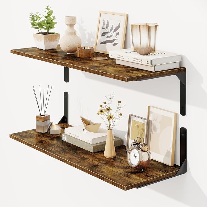 30" W x 12" D Floating Shelves for Wall, Deep Wall Shelves by FunMemories
