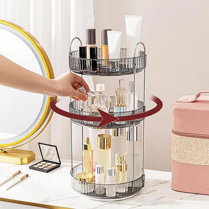 360° Rotating Makeup Organizer, Bathroom Make Up Spinning Holder Rack, Large by INVSSENEORGANIZERS