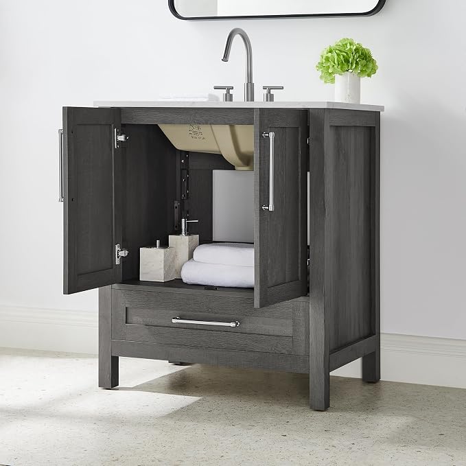 Daisy Grey Wood 30-Inch Single Bathroom Vanity - Image 7
