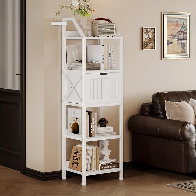 Bathroom Floor Cabinet, 5-Tier Bathroom Storage Organizer Rack - Image 8