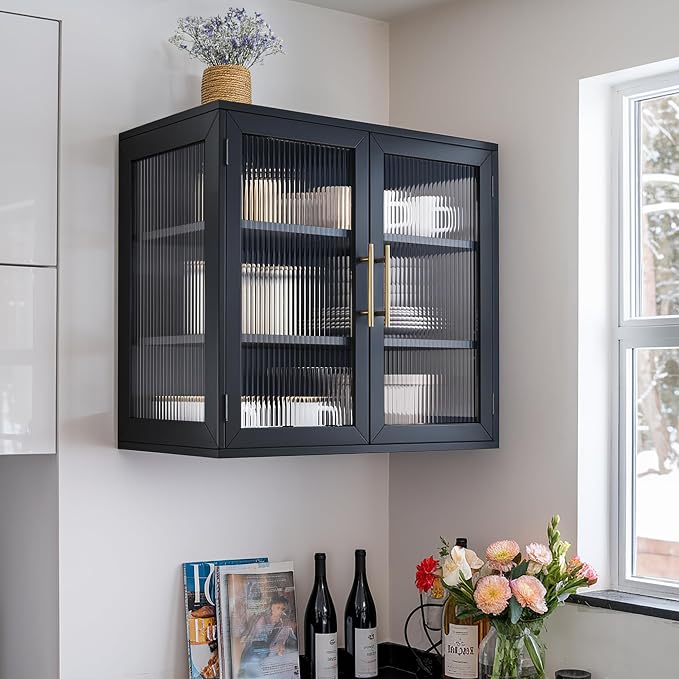 Kitchen Wall Cabinet Set, Glass Doors, Floating - Image 5