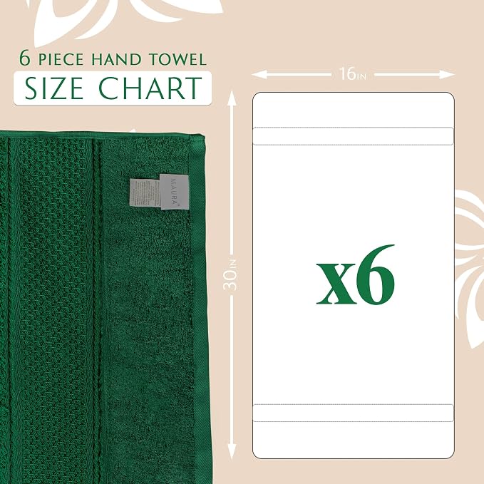 MAURA Hunter Green Hand Towels for Bathroom. Luxury Turkish Cotton Bath Hand - Image 3