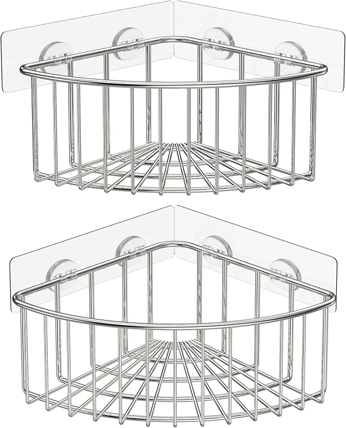 SMARTAKE 2-Pack Corner Shower Caddy Deep Basket Design, SUS304 Stainless Steel by SMARTAKE