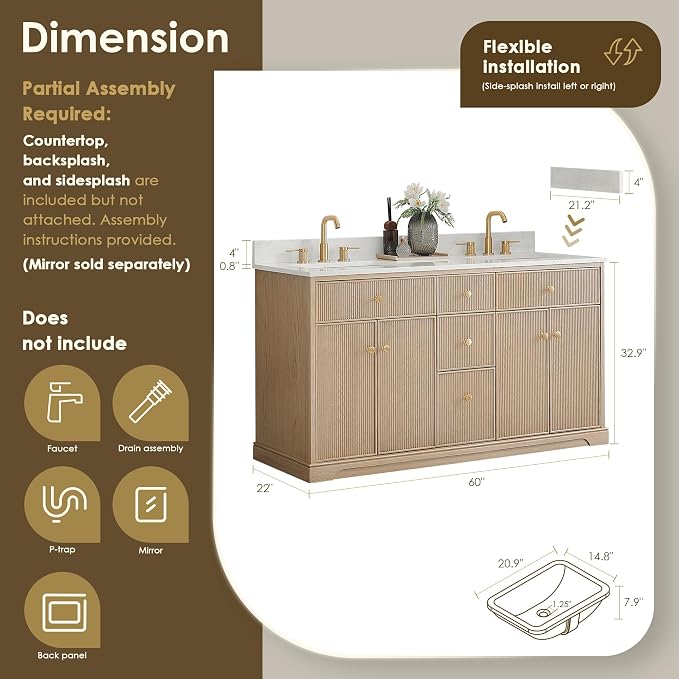 ALTAIR 60 in Bathroom Vanities Double Sink Vanity - Image 2