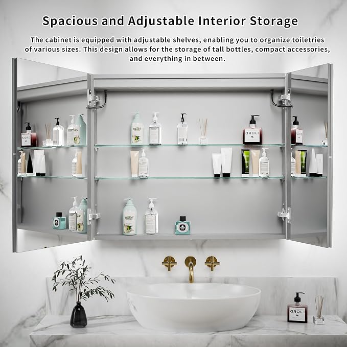 LED Medicine Cabinet Mirror for Bathroom, 36x30 Medicine Cabinet - Image 4