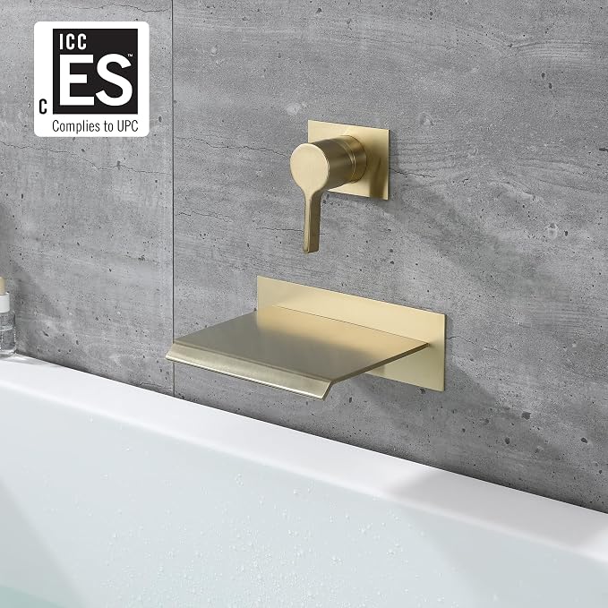 sumerain Wall Mount Tub Faucet Brushed Brass - Image 2